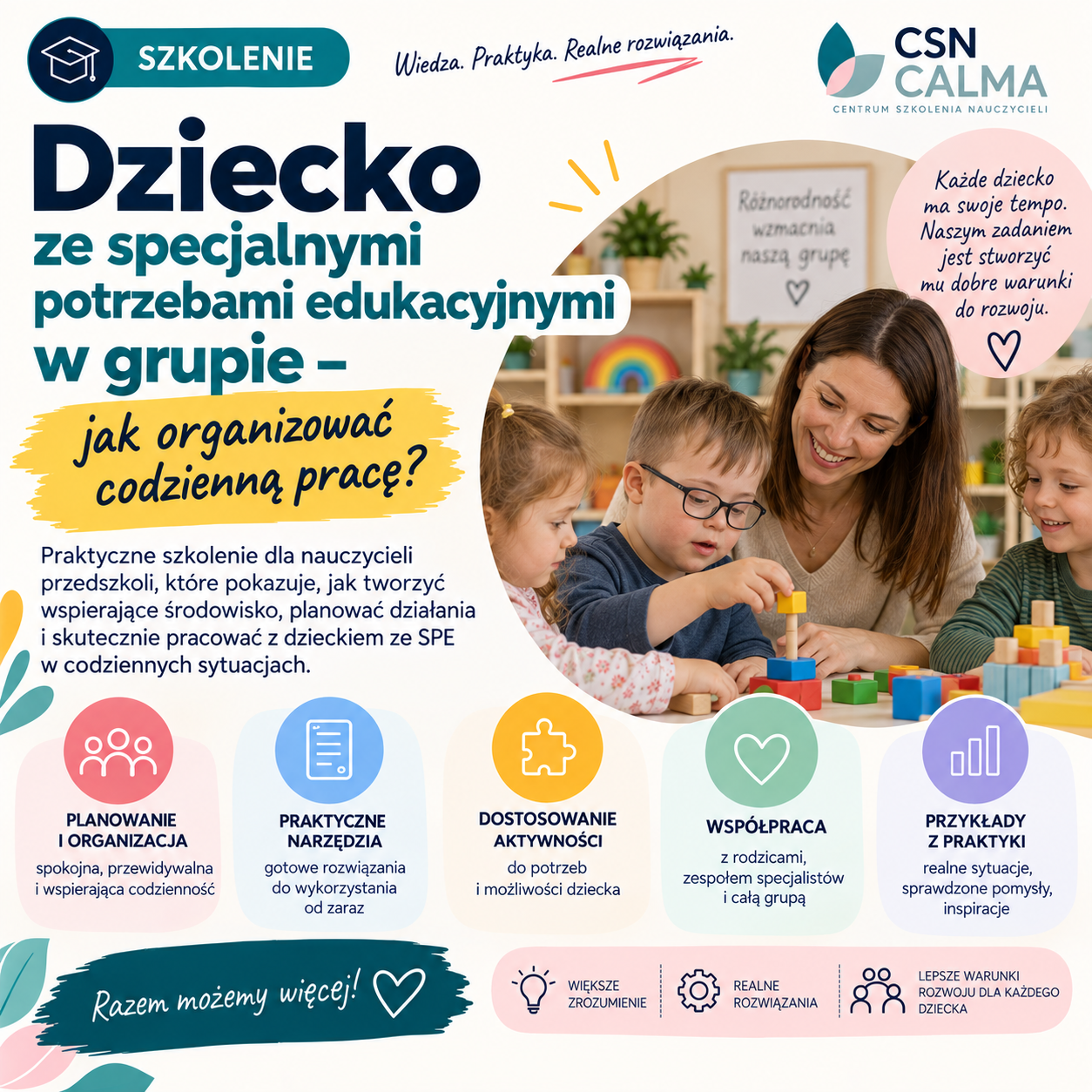 Dziecko ze specjalnymi potrzebami edukacyjnymi w grupie – jak organizować codzienną pracę?