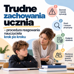 Trudne zachowania ucznia - procedura reagowania nauczyciela krok po kroku