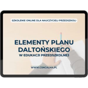 Elementy planu daltońskiego w edukacji przedszkolnej (online na żywo) 19.03.2026 18:00-20:00