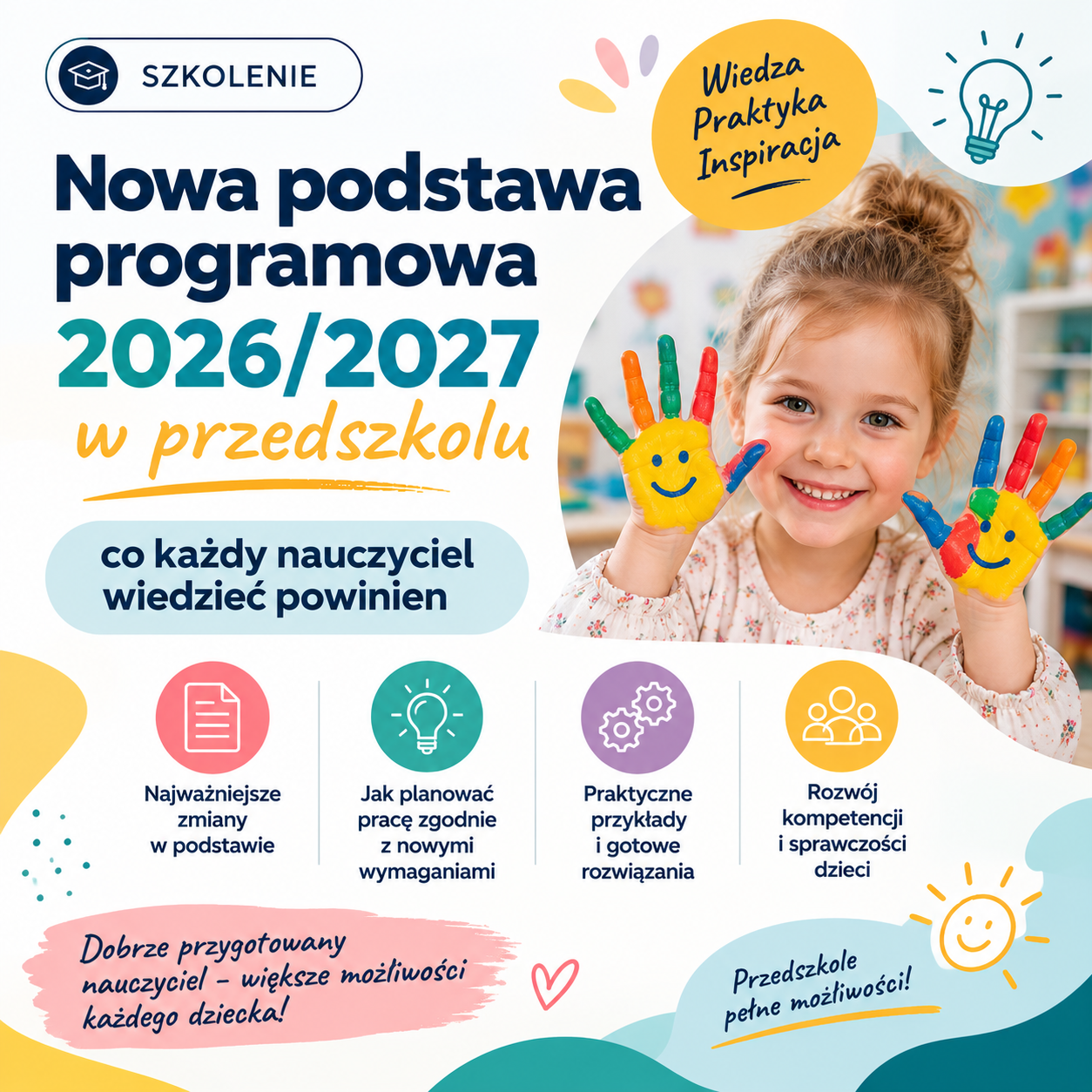 “Nowa podstawa programowa wychowania przedszkolnego 2026/2027 – co każdy nauczyciel wiedzieć powinien ?” (online na żywo) 10.09.2026 18:00-20:00