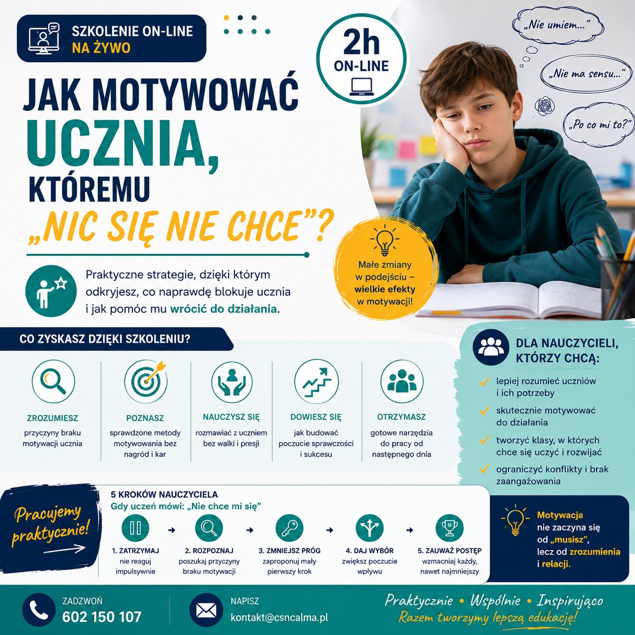Jak motywować ucznia, któremu „nic się nie chce”? (online na żywo) 03.12.2026 18:00-20:00